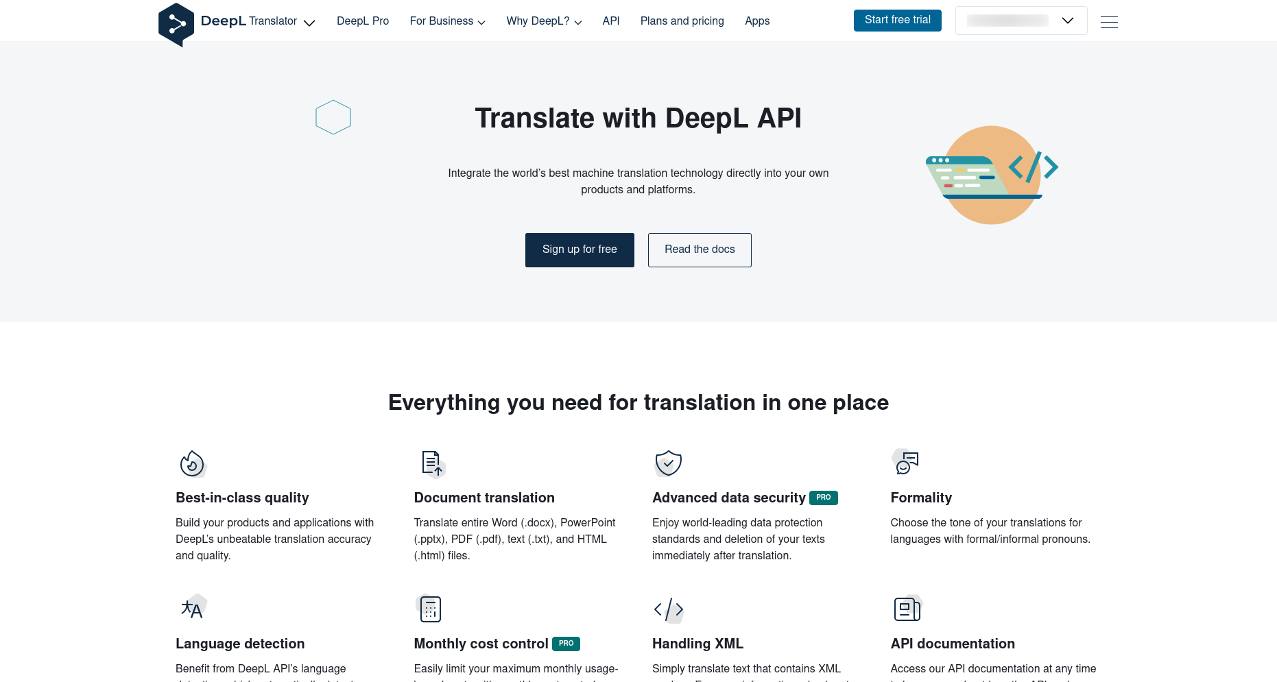 DeepL API Section